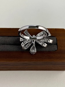 Luxury Pave Lab Grown Diamond Bow <b>Ring</b> 14K White Gold Bowknot Ribbon Cocktail <b>Statement</b> <b>Ring</b> Gift for Her Anniversary - Product Image 3