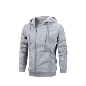 Wholesale Custom Men's Fleece Zip Up Hoodie Casual Blank Winter Sweatshirt Plain Thermal Drawstring Hooded <b>Jacket</b> Outerwear - Product Image 4