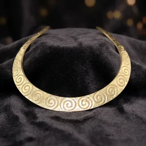 Handmade Brass Hasli <b>Necklace</b> | Gold Polished Brass Collar Choker | Tribal Ethnic Statement Neck <b>Ring</b> - Product Image 5