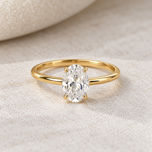 Anillo Solitario Clásico de Diamante Cultivado en Laboratorio con Corte Ovalado para Mujer, Chapado en Oro, Regalo de Compromiso, Aniversario o Boda - Product Image 1