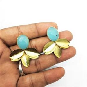 Pendientes de flor de calcedonia acuática al por mayor, pendientes de piedra preciosa acuática con diseño moderno al por mayor - Product Image 2