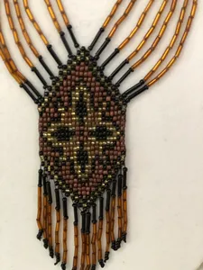 Collier Gerdan ukrainien superposé et ensembles, doré et noir, long collier de perles de rocaille, collier perlé fait main, collier folklorique - Product Image 3