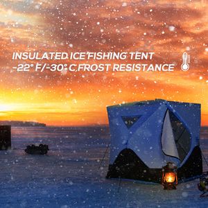 Tenda da Pesca sul Ghiaccio Portatile Isolata per 4 Persone, Gazebo da Spiaggia con 2 Porte, Borsa per il Trasporto e Accessori Leggeri Inclusi - Product Image 5