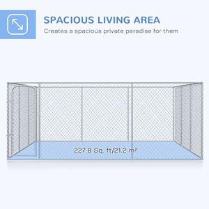 Recinto per Cani Robusto in Rete Zincata 4,6m x 4,6m con Serratura di Sicurezza e Area Esterna Stabile per Cani di Taglia Grande - Product Image 4