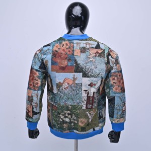 MRI Made Custom Design and Logo Men's Patchwork Bomber <b>Jackets</b> Blue Collar Zipper Front Printed Design Casual Style Autumn Wear - Product Image 2