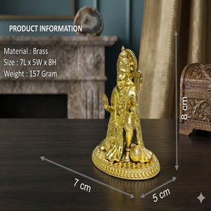 Estatua de Hanuman Sentado de Latón Hecha a Mano para Templo en Casa y Decoración Espiritual, Estatua de Hanuman Sentado de Latón Premium para Templo Pooja y Regalo - Product Image 4