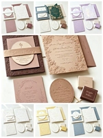 Ensemble de cartes d'invitation de mariage personnalisées avec motif floral en relief, texture débossée, invitations de mariage de luxe avec enveloppe