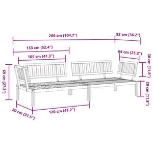 Sofá Esquinero de Madera de Acacia Sólida Natural de 52.4 x 36.2 x 27.2 Pulgadas para Uso en Jardín - Product Image 5