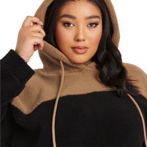 Hoodie Sherpa personnalisé pour femme 2026, noir et marron, épais, chaud, doux, en polaire Teddy respirante et écologique pour l'hiver - Product Image 4