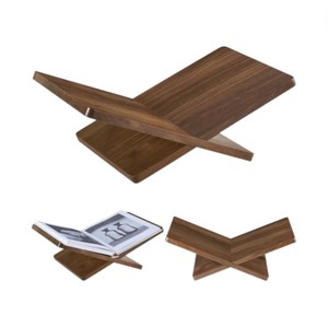 Support de livre en bois de noyer naturel en forme de X, pliable, pour Bible, livre de cuisine, support de lecture, décoration pour la maison et le bureau, vente en gros - Product Image 1