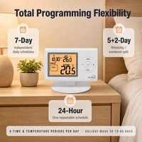 Termostato Digital Inalámbrico Programable con Retroiluminación Blanca, 868.35MHz, Alcance de 100m, 2 Pilas AAA, para Dormitorio o Garaje