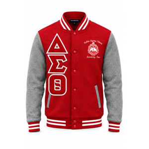 Veste universitaire Delta Sigma Theta, rouge et noir, manches brodées, lettres grecques, design patch, veste pour homme - Product Image 5