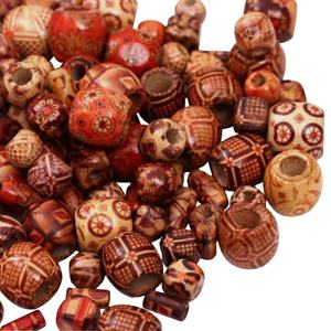 Vintage <b>Wooden</b> Printed Beads Custom Shape & Colored Wood Beads Shaped and Sized Hand <b>Crafted</b> Indian Product - Product Image 1