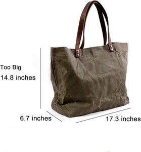 Sac fourre-tout en toile cirée imprimée vert olive, poignées en cuir réglables, résistant à l'eau, grande capacité, personnalisable, promotionnel, écologique - Product Image 3