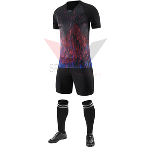 Ensemble de maillot de football bleu pour homme, manches courtes, uni, respirant, anti-UV, 100% polyester, coupe athlétique, toutes saisons - Product Image 3