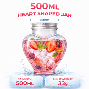 ขวด PET รูปหัวใจขนาด 500 มล. พร้อมฝาอลูมิเนียม สำหรับบรรจุน้ำผลไม้ นม ชา กาแฟ และเครื่องดื่ม - Product Image 3