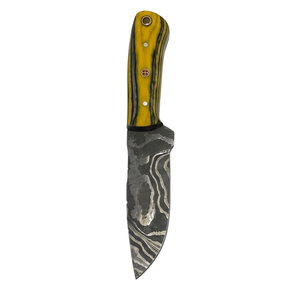 Drop Point Hunting Knife Damascus Steel Blade Micarta Handle 0.6mm Thickness Straight Edge DIY Grade - Product Image 4