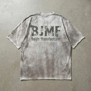 เสื้อยืดสตรีทแฟชั่นผู้ชายสไตล์ยุโรปแบบเรโทร ลุคทำเก่า ซักแล้ว น้ำหนัก 280 กรัม พิมพ์ลาย DTG งานฝีมือ คุณภาพสูง สวมใส่สบาย - Product Image 2