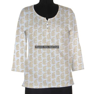 Robe courte en coton de créateur, tunique à la mode pour femmes, imprimé floral, kurti, style village indien - Product Image 1