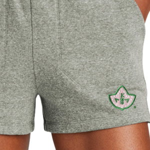 Heather Gray AKA Ivy Leaf Fleece Shorts AKA Women Cotton Blend Sweat Shorts Embroidered Casual <b>Athletic</b> Lounge Wear - Product Image 5
