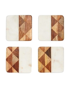 TRADITION COASTUER HOTEL HOUSEWARMING Sous-verres ronds en bois de marbre ou HOTEL Pendaison de crémaillère pour une utilisation Porte-tasses et porte-boissons élégants - Product Image 1