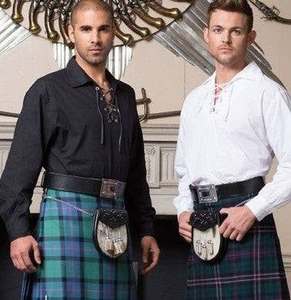 Chemise décontractée d'été pour homme en popeline de coton à motif tartan écossais Jacobite, avec col rabattu et laçage frontal, manches longues, 140g - Product Image 2