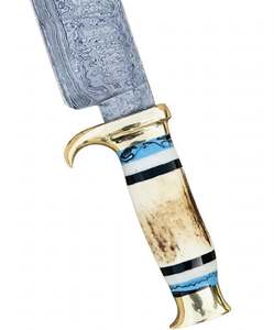 Handcrafted Patterned Steel Ornate Utility <b>Craft</b> <b>Tool</b> Horn & Resin Handle Executive Display Piece - Product Image 4