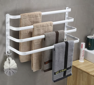OEM/ODM Vietnam Modern Space Aluminum White 4-Layer Towel Holder Wall Mounted Bathroom Towel Rack Towel <b>Bar</b> - Product Image 6