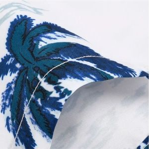 Short de bain décontracté pour homme à imprimé palmiers, séchage rapide, avec cordon de serrage, motif blanc et bleu, taille mi-haute, longueur courte - Product Image 4