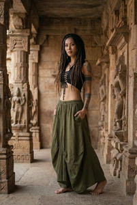 Falda Maxi de Gasa Orgánica de Algodón para Mujer, Estilo Resort, con Volantes, Ancha y Fluida, para Vacaciones en la Playa, Regalo para Ella a Bajo Precio - Product Image 3