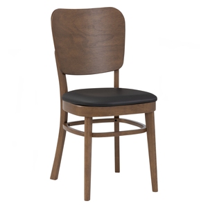Mid Century Modern Bentwood <b>Backrest</b> Dining Chair Upholstered Vinyl Seat with Sturdy Solid Wood Legs for Commercial Project Use - Product Image 1