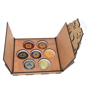 With Good Quality of 7 <b>Chakra</b> Engraved Stone With Velvet MDF Box : 7 <b>Chakra</b> Engraved Stone With Velvet MDF Box for Sale - Product Image 6