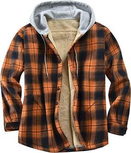 Vêtements d'automne et d'hiver pour hommes, vestes à capuche en flanelle, vestes en polaire à carreaux pour hommes - Product Image 1