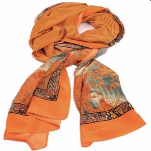 Écharpe d'été en soie et mousseline, personnalisable avec logo, pour femme, longue, élégante, de luxe, légère, faite à la main, douce pour la peau, autres foulards - Product Image 1