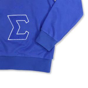 Sudadera de cuello redondo de invierno de la Hermandad de Mujeres Universitarias letras griegas bordadas Color sólido cuello redondo liso teñido forrado sudaderas con capucha para hombres - Product Image 6