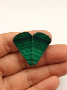 Piedra Preciosa Natural de Malaquita al por Mayor, Par Verde, Cabujón, Corte Rosa, Corte Ovalado, Piedra Suelta, Cristal Curativo con Juego de Color - Product Image 1