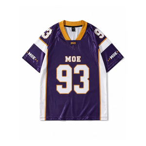 เสื้อฟุตบอลอเมริกันสไตล์วินเทจ OEM ทรงหลวม สั่งทำชุดทีมได้ เสื้อกีฬาระบายอากาศได้ดี เสื้อผ้ากีฬาสำหรับทุกเพศ ผลิตจากโรงงาน - Product Image 1
