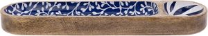 Wood Serving <b>Tray</b> Wooden Serving Dish Blue Floral Pattern <b>Snack</b> Plate Catering Platter for Home Restaurant - Product Image 2