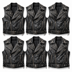Chaleco de Cuero Genuino Estilo Biker con Tachuelas para Hombre, Invierno, Pedido al por Mayor - Calidad Premium, Fabricante Directo de Chalecos Personalizados OEM - Product Image 5