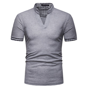 Camisa de Manga Corta Tejida Roja para Hombre, Diseño con Patrón Geométrico, Estilo Deportivo Casual, Cuello en V, 100% Poliéster Transpirable - Product Image 5