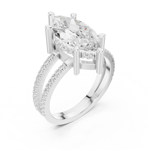 Classic <b>Split</b> Shank 14K Yellow Gold IGI Certified Lab Grown Diamond 3 CT Marquise Cut Anniversary Wedding Engagement Halo <b>Ring</b> - Product Image 6
