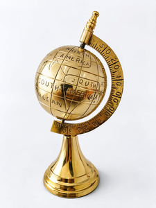 Globe terrestre en laiton fait main avec carte antique, ornement de table vintage pour bureau, salle d'étude, décoration intérieure - Product Image 5