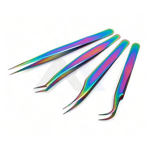 Juego de Pinzas de Acero Inoxidable de Precisión para Extensión de Pestañas, Multicolor, Uso Profesional, Herramientas para Pestañas en Bolsa, Juego de 4 Piezas de Alta Calidad - Product Image 1