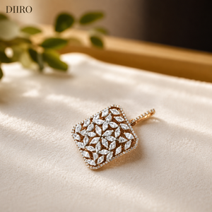 Collier pendentif en moissanite plaqué or rose, coupe marquise, design fleur, bijoux de luxe pour femmes - Product Image 1