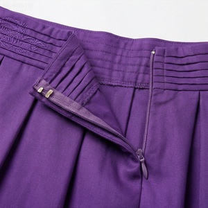 Jupe midi plissée trapèze en satin violet taille haute pour femme, élégante, couleur unie, toutes saisons, en tissu tissé - Product Image 5