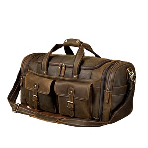 Vintage Comfort Genuine <b>Leather</b> Duffle <b>Bag</b> for Men Women Fashionable Gym Sports Travel <b>Bag</b> with Two Front Pockets Candy Pattern. - Product Image 1