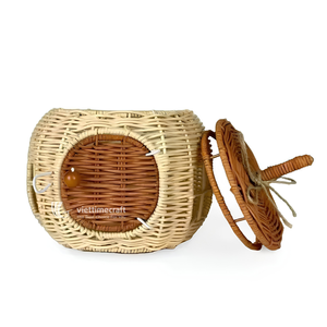 Handmade Vintage Rattan Pumpkin Basket Wicker Multifunction Hanging Decor Natural Seasonal <b>Ornament</b> for Halloween <b>Easter</b> Decor - Product Image 1