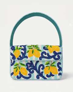 Sac à bandoulière bohème tissé avec broderie de citrons perlés, fait main Côte Amalfi, pochette agrumes, écologique, léger, pour voyage et plage - Product Image 2