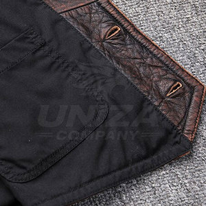Premium Cowhide <b>Leather</b> Winter Casual <b>Men's</b> V-neck Riding Apparel Motorbike <b>Vest</b> Breathable Snap Front Multiple Pockets - Product Image 5