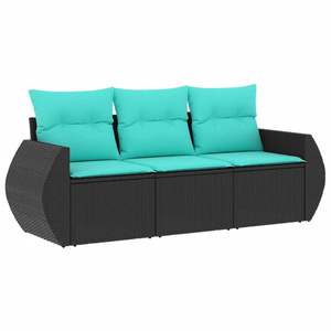 Conjunto de Sofás de Jardín en Negro y Azul, Muebles de Patio Elegantes para Entretenimiento al Aire Libre - Product Image 2